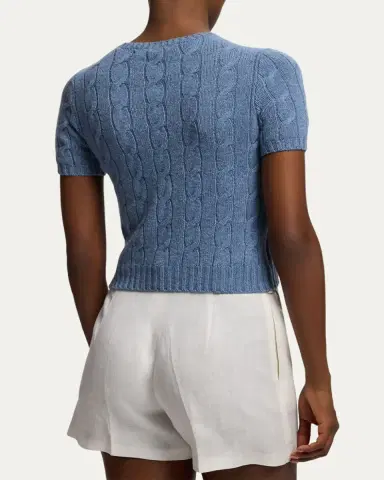 Ralph Lauren Collection Cable-Knit Cashmere Cropped Sweater | Thumbnail 3
