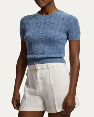 Ralph Lauren Collection Cable-Knit Cashmere Cropped Sweater | Thumbnail 4
