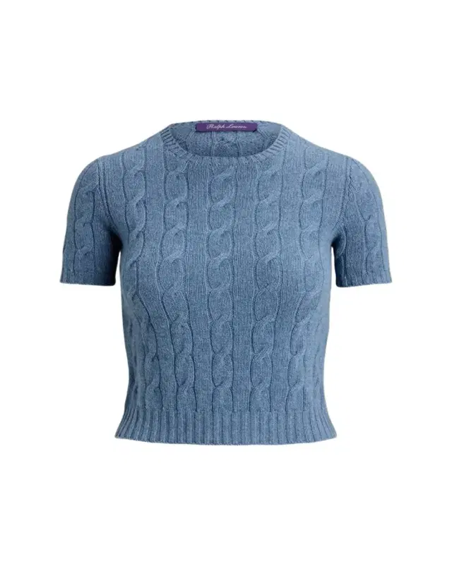 Ralph Lauren Collection Cable-Knit Cashmere Cropped Sweater
