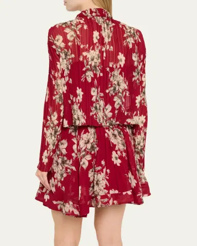 Cinq a Sept Hand-Sketched Floral Georgette Blouse | Thumbnail 3