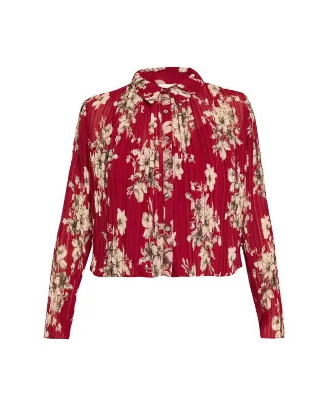 Cinq à Sept Hand-Sketched Floral Georgette Blouse