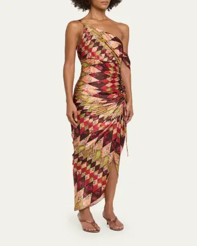 Cinq a Sept Elliana Draped Silk Midi Dress | Thumbnail 4 Cinq a Sept Elliana Draped Silk Midi Dress | Thumbnail 4