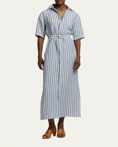 Ralph Lauren Collection Carol Striped Linen Day Dress | Thumbnail 2 Ralph Lauren Collection Carol Striped Linen Day Dress | Thumbnail 2