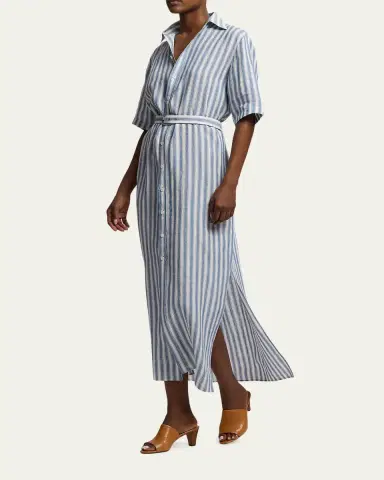 Ralph Lauren Collection Carol Striped Linen Day Dress | Thumbnail 4 Ralph Lauren Collection Carol Striped Linen Day Dress | Thumbnail 4