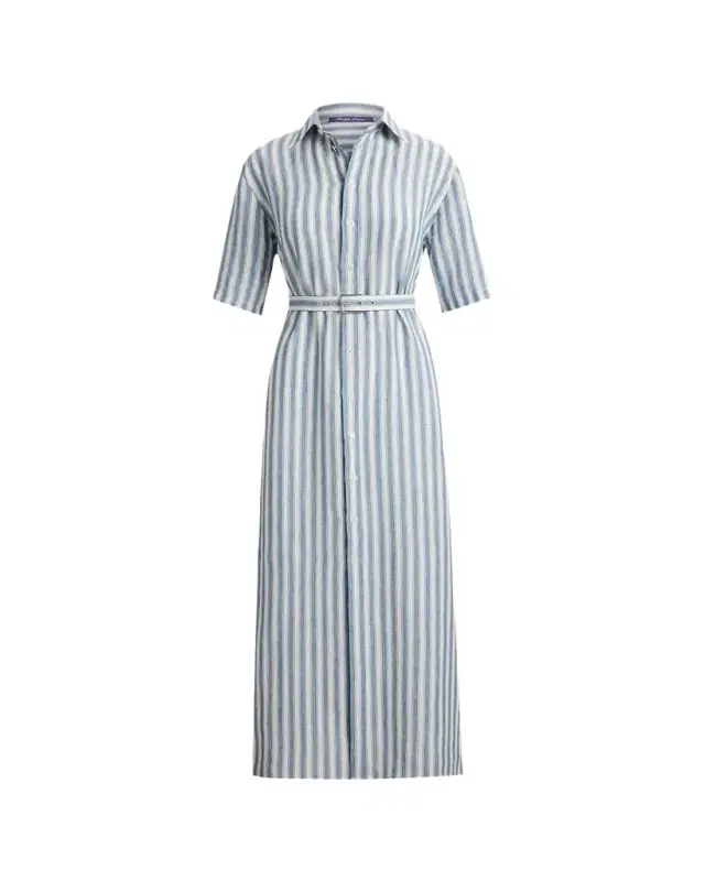 Ralph Lauren Collection Carol Striped Linen Day Dress