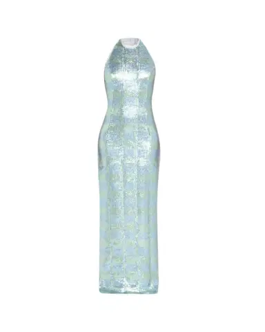 Markarian Nerine Gingham Sequined Halter Column Gown | Thumbnail 1