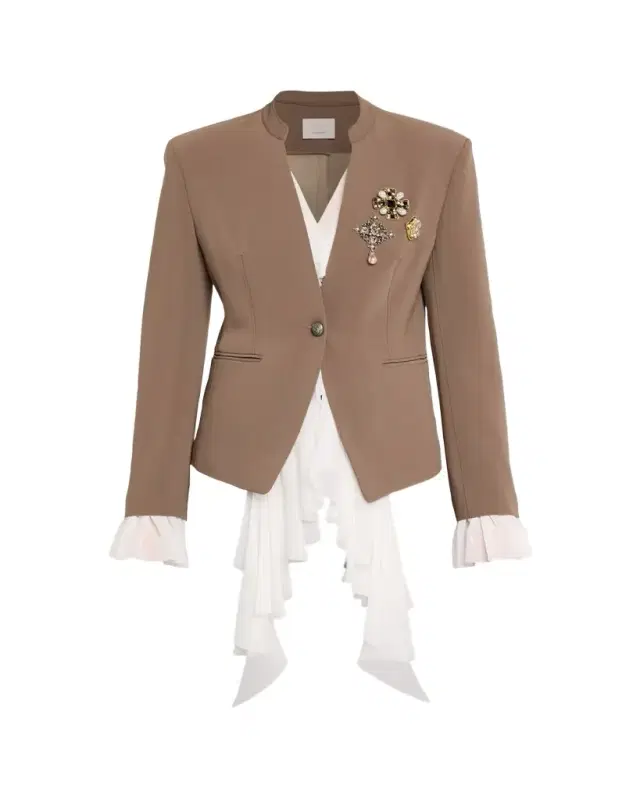 Cinq à Sept Maren Georgette-Trim Crepe Blazer