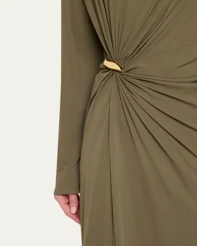 Bottega Veneta Long-Sleeve Draped Matte Crepe Maxi Dress | Thumbnail 5 Bottega Veneta Long-Sleeve Draped Matte Crepe Maxi Dress | Thumbnail 5