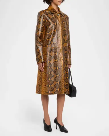 Proenza Schouler Leticia Python-Printed Leather Coat | Thumbnail 4