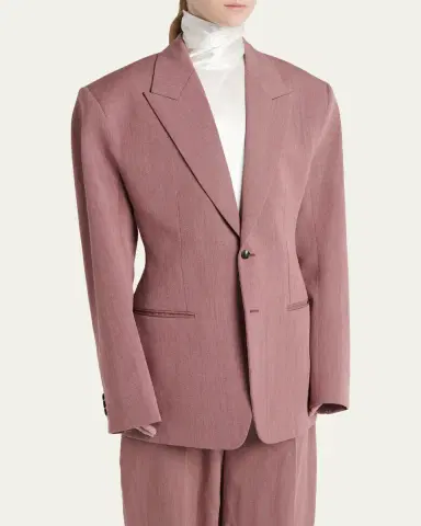 Bottega Veneta Oversized Wool-Linen Single-Breasted Jacket | Thumbnail 4 Bottega Veneta Oversized Wool-Linen Single-Breasted Jacket | Thumbnail 4