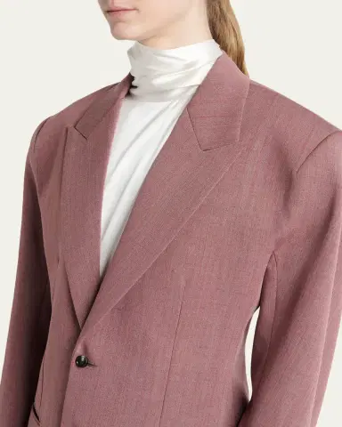 Bottega Veneta Oversized Wool-Linen Single-Breasted Jacket | Thumbnail 5 Bottega Veneta Oversized Wool-Linen Single-Breasted Jacket | Thumbnail 5
