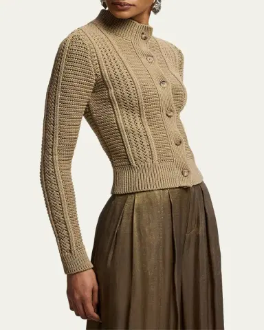 Ralph Lauren Collection Cotton-Blend Mockneck Cardigan | Thumbnail 4 Ralph Lauren Collection Cotton-Blend Mockneck Cardigan | Thumbnail 4