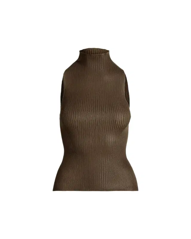 Ralph Lauren Collection Foiled Rib-Knit Mockneck Sweater