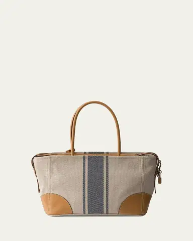 Prada Large Canvas and Leather Tote Bag | Thumbnail 2