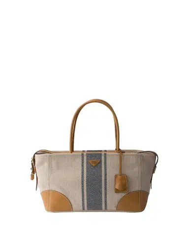 Prada Large Canvas and Leather Tote Bag | Thumbnail 1