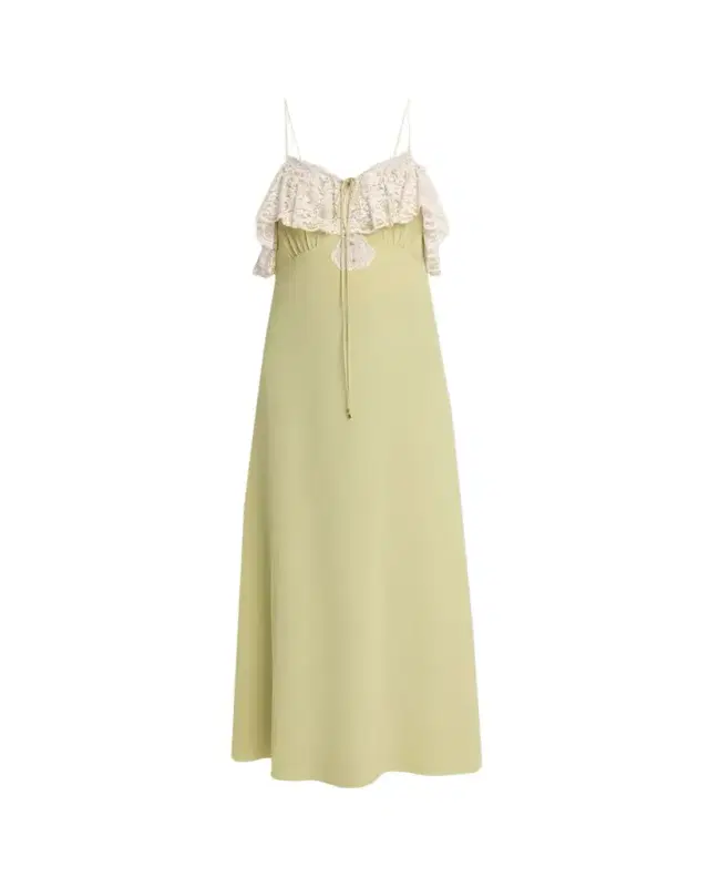 Chloe Lace-Ruffle Silk Crepe De Chine Maxi Slip Dress