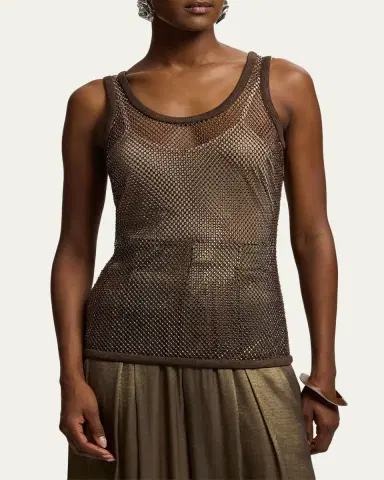 Ralph Lauren Collection Melony Embellished Mesh Tank Top | Thumbnail 4
