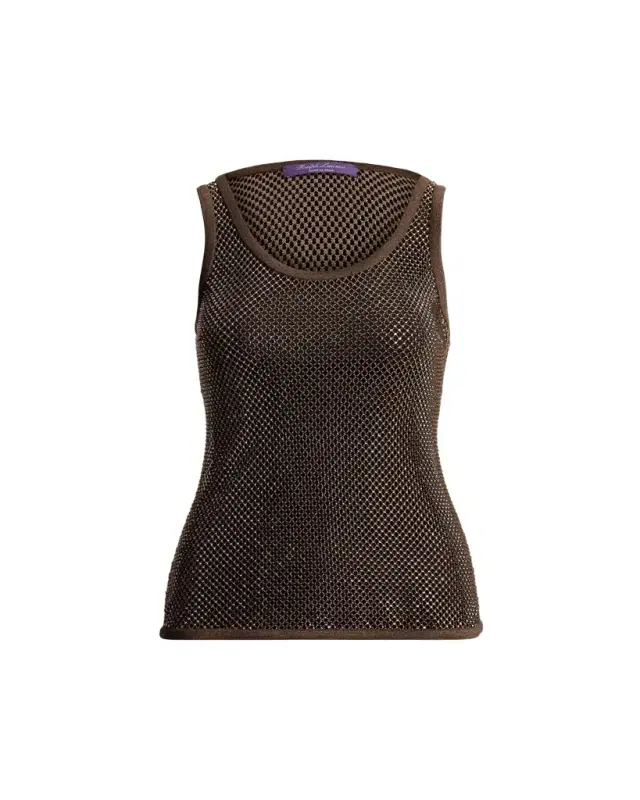 Ralph Lauren Collection Melony Embellished Mesh Tank Top