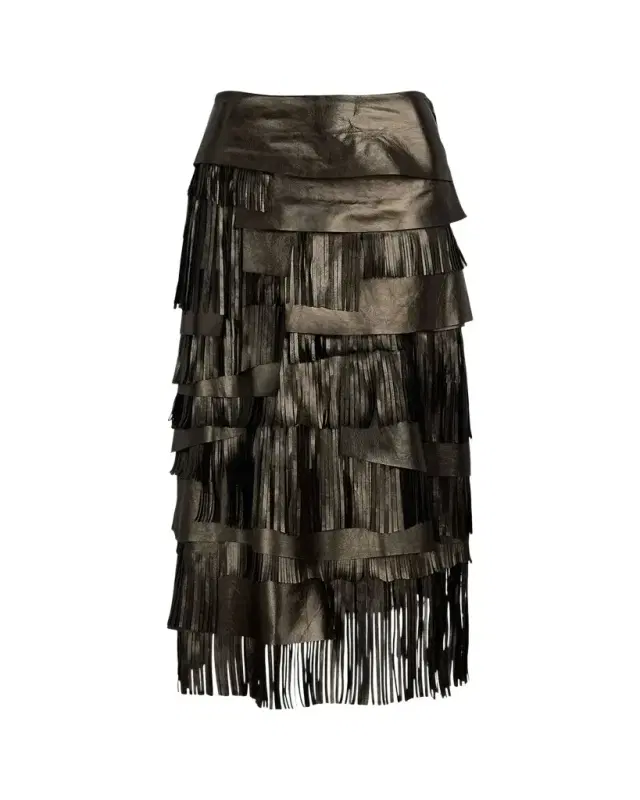 Ralph Lauren Collection Belinda Metallic Lambskin Skirt