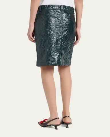 Marni Crinkled Faux-Leather Knee-Length Skirt | Thumbnail 3