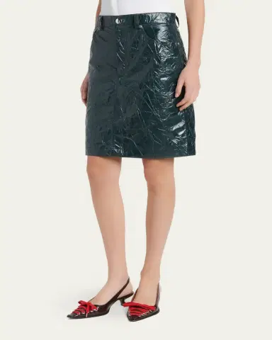 Marni Crinkled Faux-Leather Knee-Length Skirt | Thumbnail 4