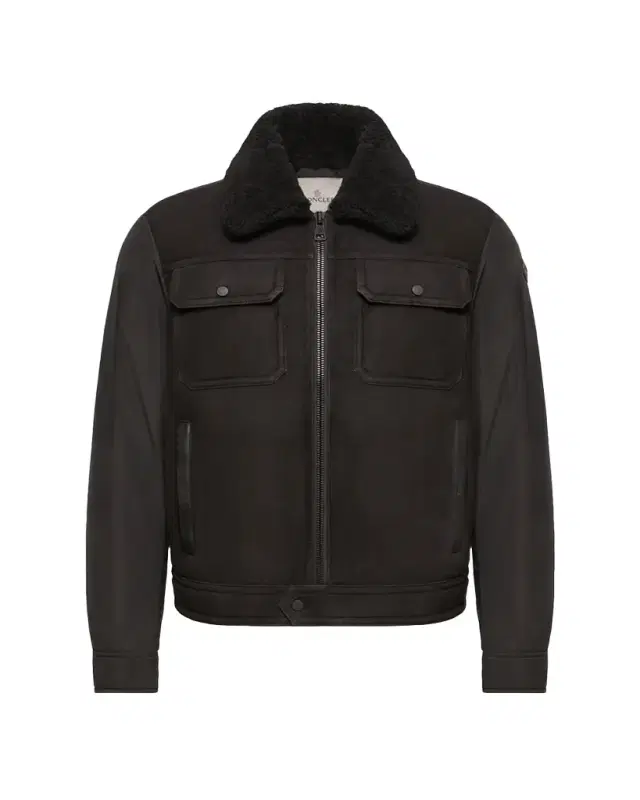 Moncler Men's Hybrid Suede Shearling-Collar Aviator Jacket