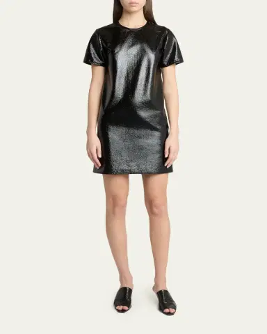 Courrèges Shiny Vinyl Short-Sleeve Mini Dress | Thumbnail 2 Courrèges Shiny Vinyl Short-Sleeve Mini Dress | Thumbnail 2