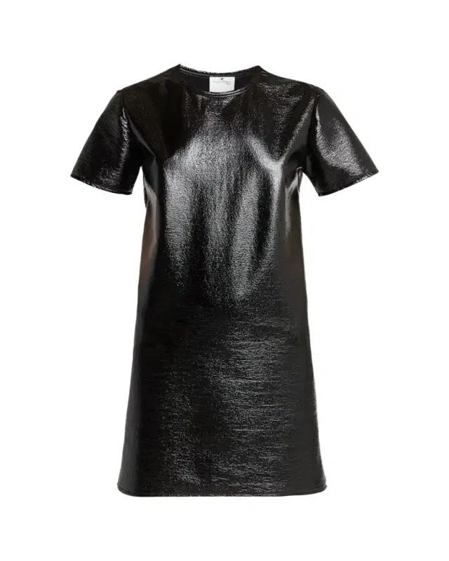 Courreges Shiny Vinyl Short-Sleeve Mini Dress