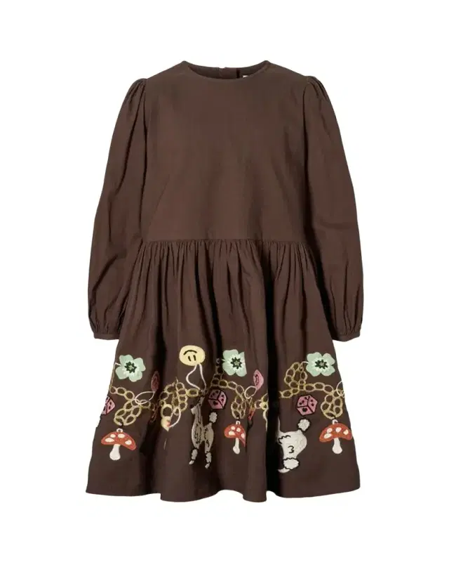 Molo Girl's Camma Embroidered Cotton Long-Sleeve Dress, Size 7-14