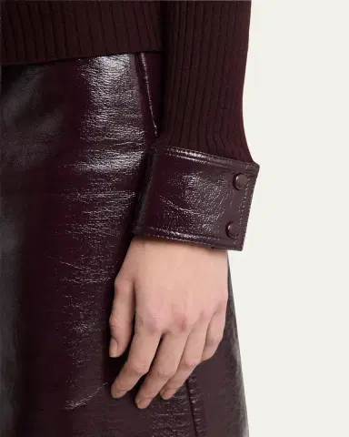 Courrèges Contrast Vinyl & Knit Crewneck Cardigan | Thumbnail 5