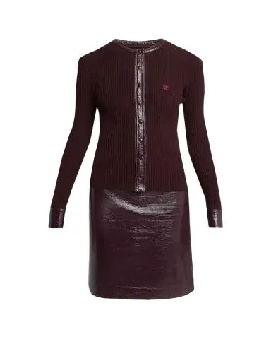 Courrèges Contrast Vinyl & Knit Crewneck Cardigan | Thumbnail 1