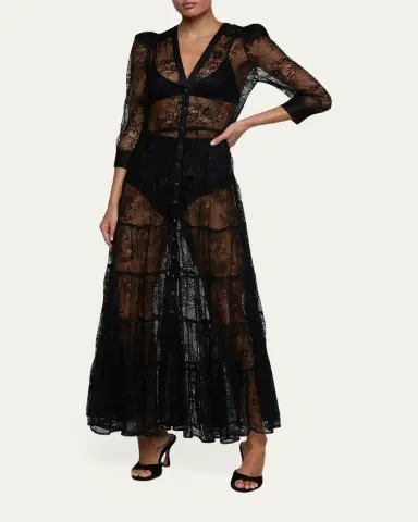 L'Agence Seraphina Lace Tiered Maxi Dress | Thumbnail 2 L'Agence Seraphina Lace Tiered Maxi Dress | Thumbnail 2