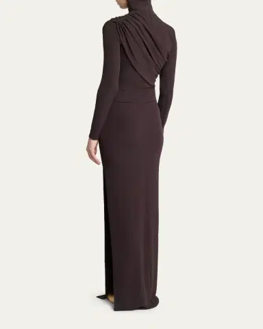 Courrèges Turtleneck Twisted Jersey Long-Sleeve Gown | Thumbnail 3 Courrèges Turtleneck Twisted Jersey Long-Sleeve Gown | Thumbnail 3