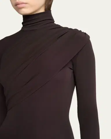 Courrèges Turtleneck Twisted Jersey Long-Sleeve Gown | Thumbnail 5 Courrèges Turtleneck Twisted Jersey Long-Sleeve Gown | Thumbnail 5