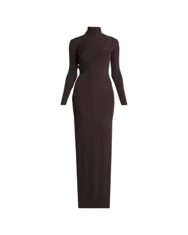 Courrèges Turtleneck Twisted Jersey Long-Sleeve Gown | Thumbnail 1 Courrèges Turtleneck Twisted Jersey Long-Sleeve Gown | Thumbnail 1