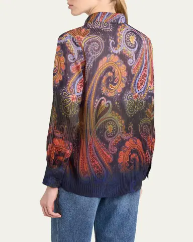 Etro Ombre Paisley-Print Chiffon Button-Down Shirt | Thumbnail 3 Etro Ombre Paisley-Print Chiffon Button-Down Shirt | Thumbnail 3