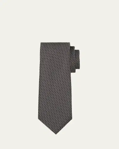TOM FORD Men's Linen Zipper-Effect Tie | Thumbnail 2