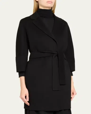 Max Mara Arona 3/4-Sleeve Wool Wrap Coat | Thumbnail 4 Max Mara Arona 3/4-Sleeve Wool Wrap Coat | Thumbnail 4