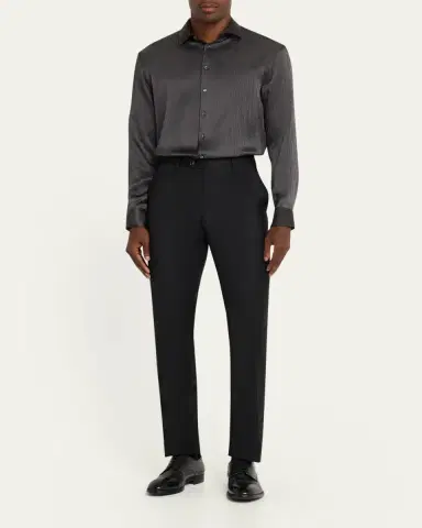 Giorgio Armani Men's Textured Silk Sport Shirt | Thumbnail 2