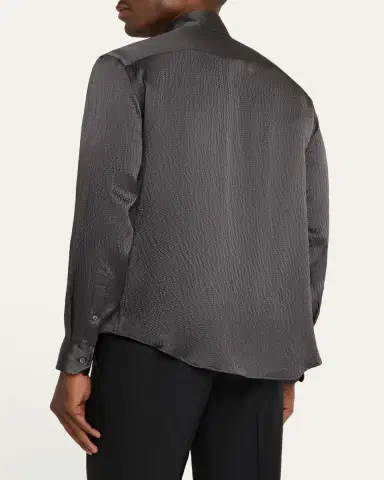 Giorgio Armani Men's Textured Silk Sport Shirt | Thumbnail 3