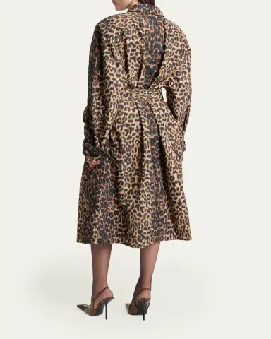 Saint Laurent Leopard-Print Nylon Trench Coat | Thumbnail 3 Saint Laurent Leopard-Print Nylon Trench Coat | Thumbnail 3