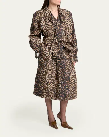 Saint Laurent Leopard-Print Nylon Trench Coat | Thumbnail 4 Saint Laurent Leopard-Print Nylon Trench Coat | Thumbnail 4