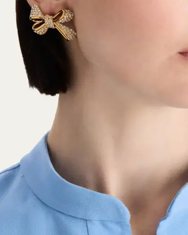 Oscar de la Renta Pave Bow Small Stud Earrings | Thumbnail 2