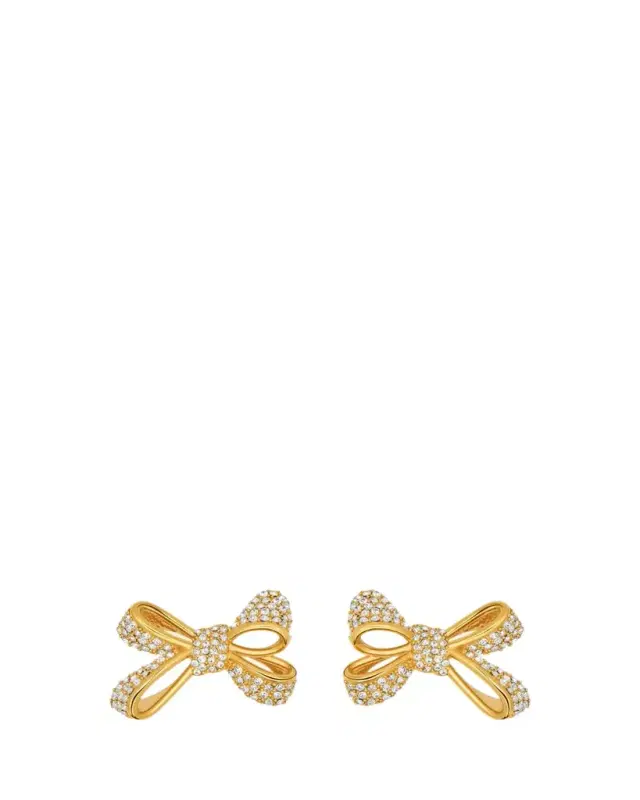 Oscar de la Renta Pave Bow Small Stud Earrings