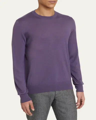 Brioni Men's 12GG Knit Cashmere Crewneck Sweater | Thumbnail 4