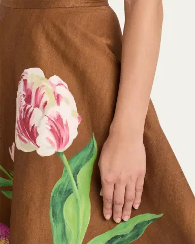 Oscar de la Renta Mixed Botanical Print Cotton Midi Skirt | Thumbnail 5 Oscar de la Renta Mixed Botanical Print Cotton Midi Skirt | Thumbnail 5