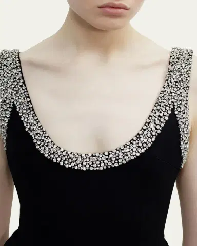 The New Arrivals by Ilkyaz Ozel Manu Crystal-Trim Column Gown | Thumbnail 4