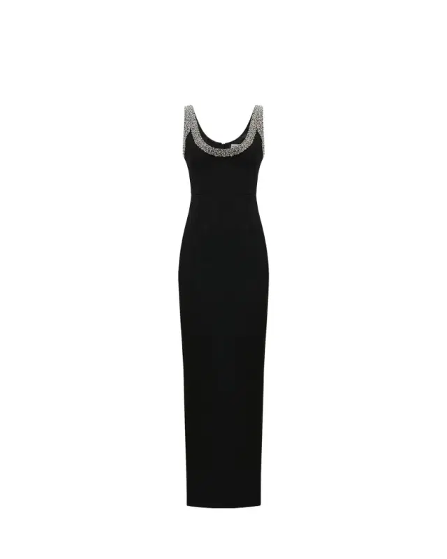 The New Arrivals by Ilkyaz Ozel Manu Crystal-Trim Column Gown