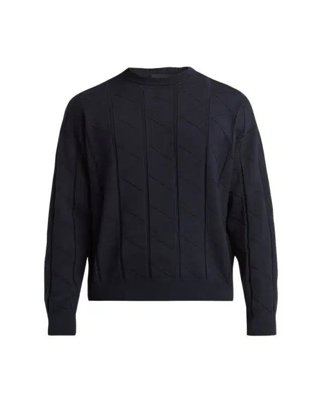 Giorgio Armani Men's Chevron-Knit Virgin Wool Crewneck Sweater