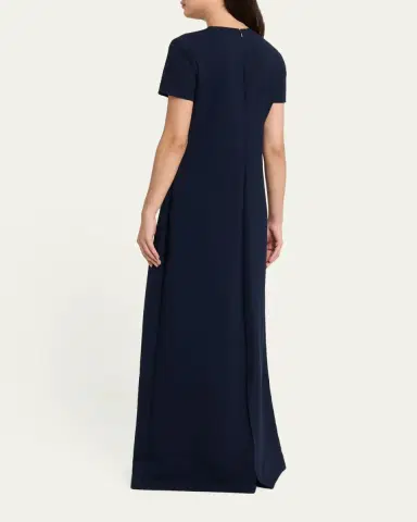 Oscar de la Renta Floral Beaded Short-Sleeve A-Line Gown | Thumbnail 3 Oscar de la Renta Floral Beaded Short-Sleeve A-Line Gown | Thumbnail 3